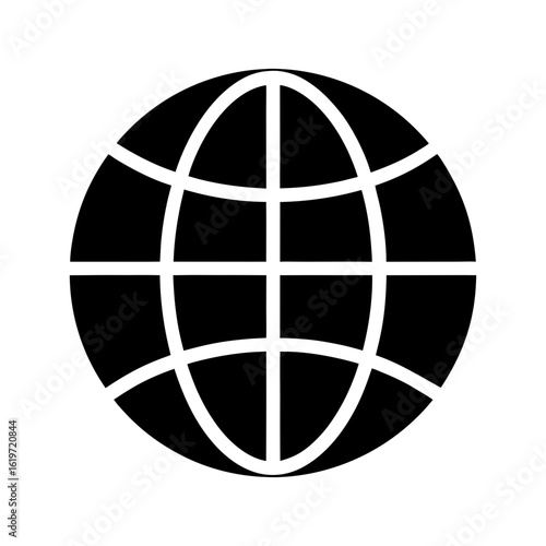 Globe silhouette icon with latitude lines white background global map vector perfect for travel and geography