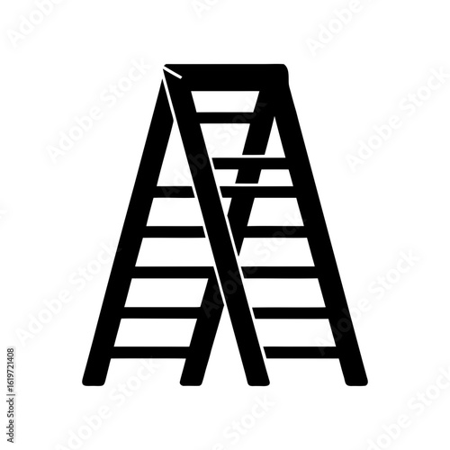 Ladder silhouette icon in foldable design flat safety tool vector perfect for construction and access visuals  