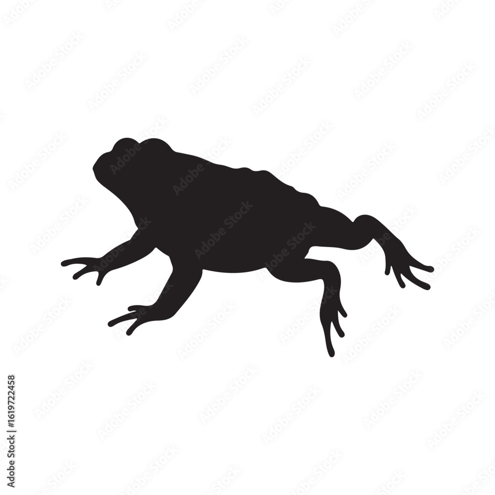 Fototapeta premium Toad jumping silhouette vector flat illustration design