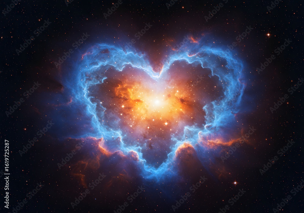 Fototapeta premium Cosmic heart nebula radiates with stellar energy and starlight
