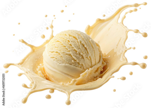 Delight in creamy texture of this french vanilla ice cream as it splashes joyfully in pool of rich cream