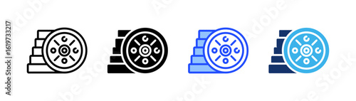Weight Plate Icon Collection With Multiple Styles