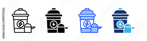Protein Shake Icon Collection With Multiple Styles