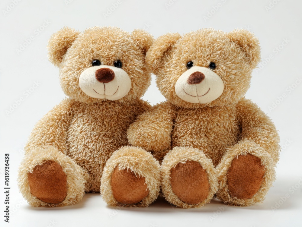 Obraz premium Two Teddy Bears Sitting Together