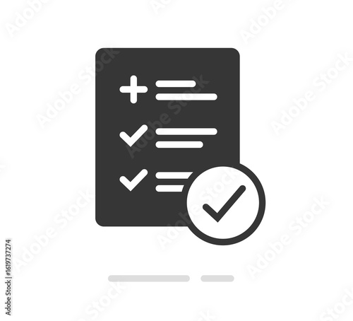 Medical form data list results icon solid vector graphic illustration, bold health care medicine record sign symbol pictogram, clinical hospital check list insurance document image clip art
