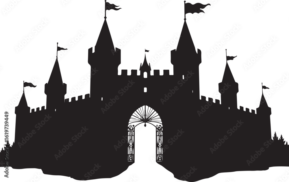 Obraz premium Medieval Castle & Lion Crest SVG