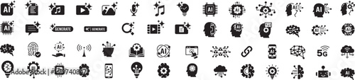 Generate AI icon. Artificial intelligence icons collection. Editable vector icon illustration.
