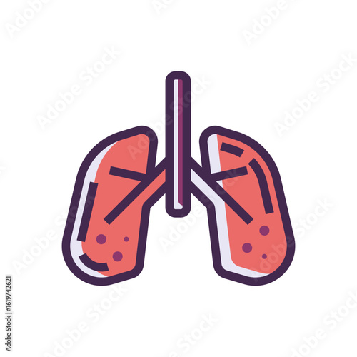 Stylized Lungs Icon on Black Background respiratory system