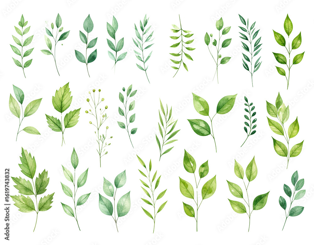 Green leaves seamless pattern: a natural floral background illustration Green leaves seamless pattern: a natural floral background illustration