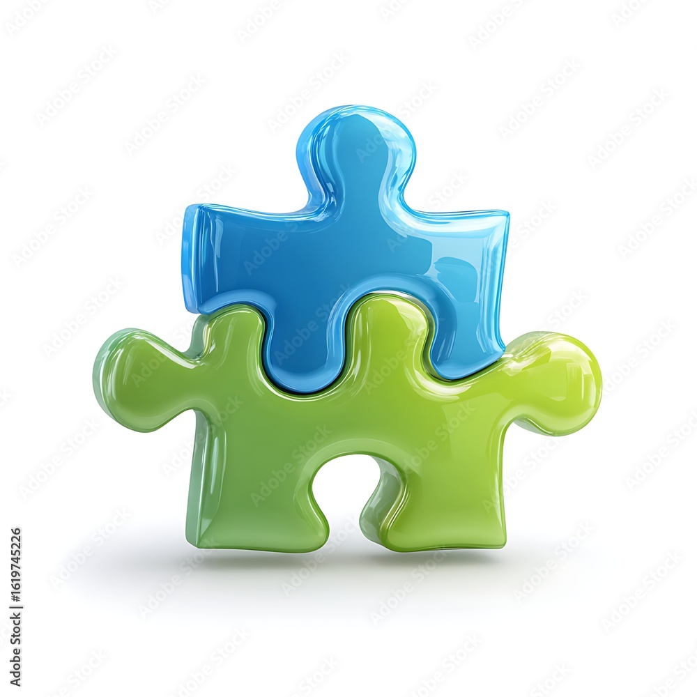 Fototapeta premium Two Interlocking Puzzle Pieces Illustration