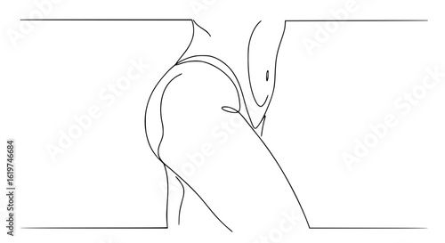 Minimalistic single line contour vector of female figure profile below the waist, hips, cellulite