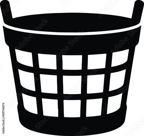 Silhouette laundry basket household chore equipment isolated icon vector Illustrator