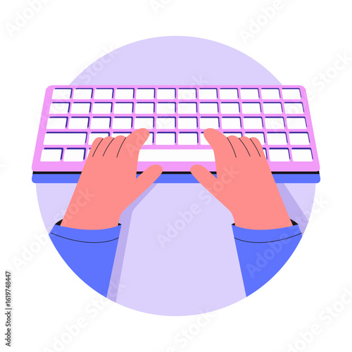 A flat style illustration showing keyboard typing