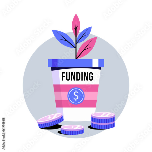 A flat style illustration showing funding