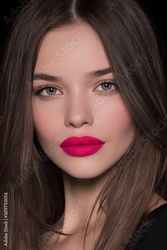 Wallpaper Mural Red lips retro makup.Portrait of young beautiful woman with elegant make-up and perfect hairstyle.A captivating beauty portrait of a flawless model, an editorial fashion shoot. Generative AI. Torontodigital.ca