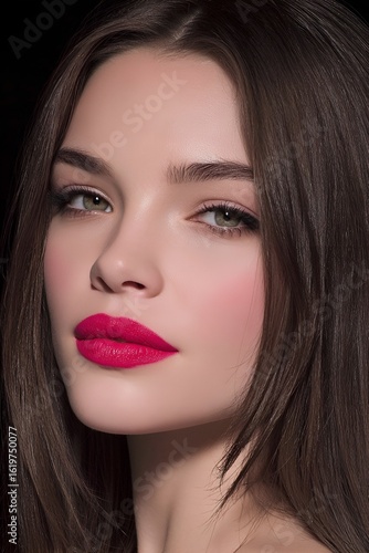 Wallpaper Mural Red lips retro makup.Portrait of young beautiful woman with elegant make-up and perfect hairstyle.A captivating beauty portrait of a flawless model, an editorial fashion shoot. Generative AI. Torontodigital.ca