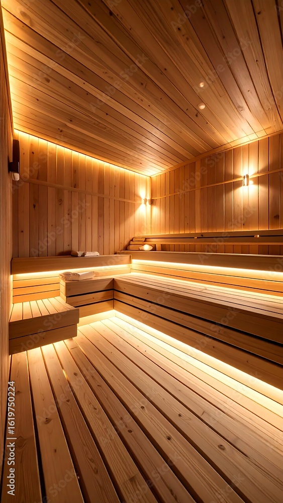 Fototapeta premium Modern wooden sauna interior