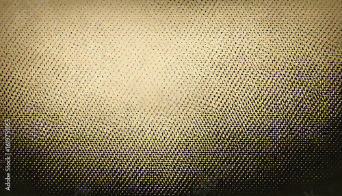 Abstract image with a textured pattern of small black dots on a beige background, creating a gradient halftone effect from dark to light grunge. Hand drawn dotted texture. Square pixel dot cartoon.