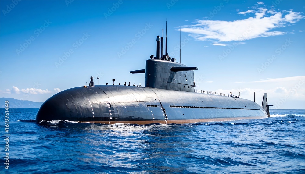 Fototapeta premium Modern submarine at sea (2)