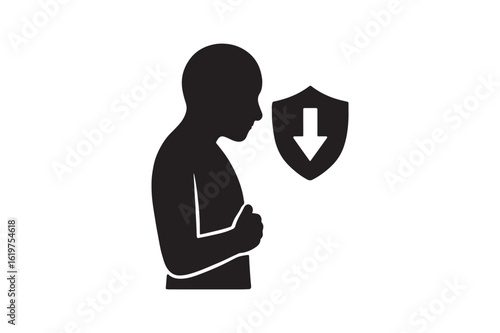Immune System Weak icon silhouette vector with white background