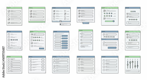 Modern web form elements for user interface design and app development prototyping with clear layout
