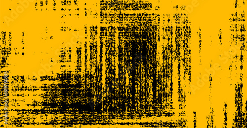 A distressed, bold graphic features a striking contrast between a solid yellow background and dark, textured, abstract shapes, resulting in a visually stimulating and dynamic composition