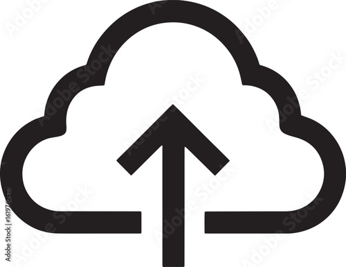 Vector art of cloud upload icon with arrow pointing up isolated on white background