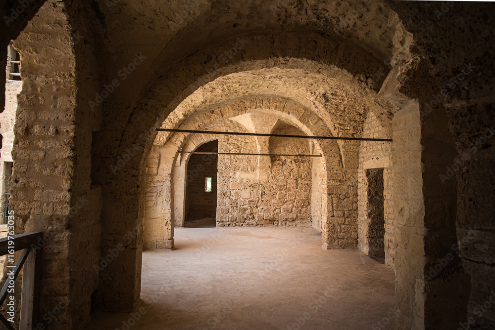 Fototapeta premium Inside the ribat of Monastir Tunisia, an 8th-century coastal Islamic fortress