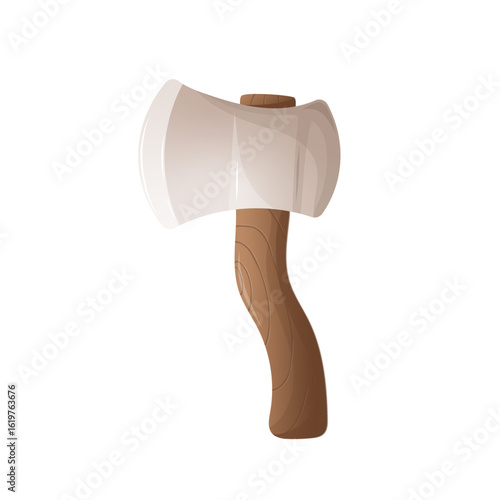 Cartoon-style axe. Stylized vector illustration. Suitable for childrens games, camping and forest themed design, adventure, fantasy, mobile apps, prints, and stickers.