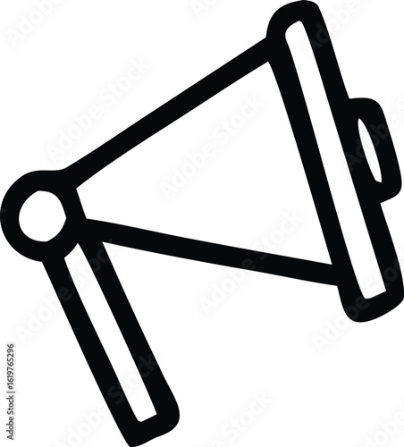 Simple black and white hand drawn doodle icon of a megaphone amplifying sound for announcements and public address