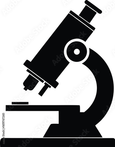Microscope vector silhouette, medical and research icon vector illustration