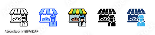 Bakery Owner Icon Collection With Multiple Styles