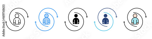 Turnover icon set multiple style collection
