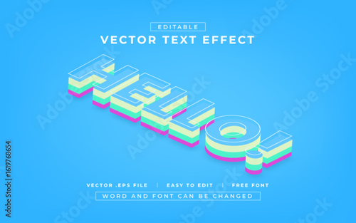 Hello 3D editable text effect style