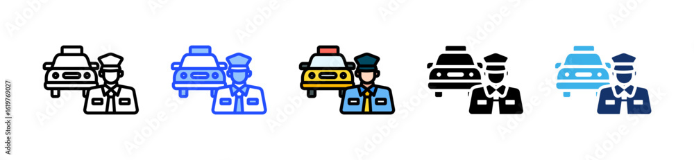 Fototapeta premium Taxi Driver Icon Collection With Multiple Styles