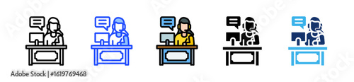Receptionist Icon Collection With Multiple Styles