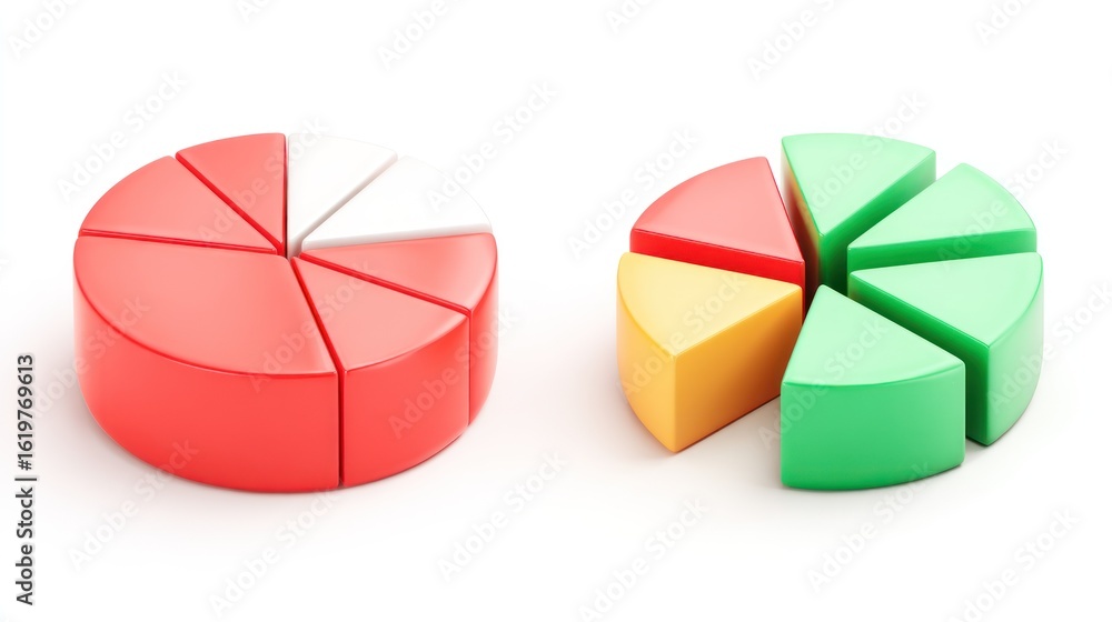 Obraz premium 3D Isolated Pie Chart Icon on White Background with Transparent Style