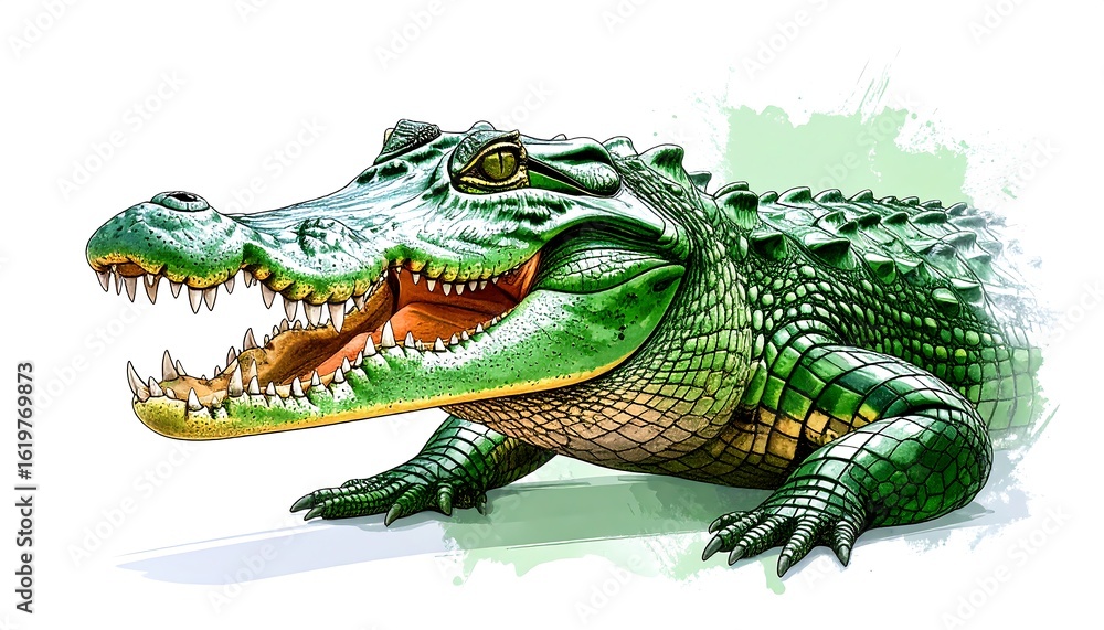Obraz premium Crocodile portrait, vibrant colors