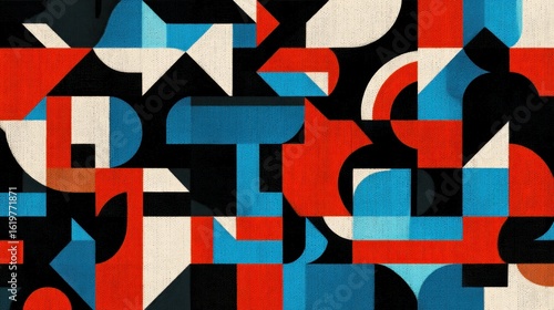 Abstract Geometric Pattern Design in Retro Bauhaus Style