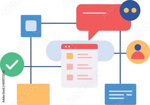 Illustration Of Support Ticket System With Notifications