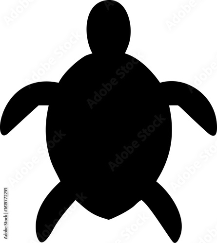 Turtle Silhouette Icon – Ocean Wildlife & Nature Symbol

