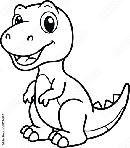 Cute cartoon dinosaur isolated on white background for kids coloring book