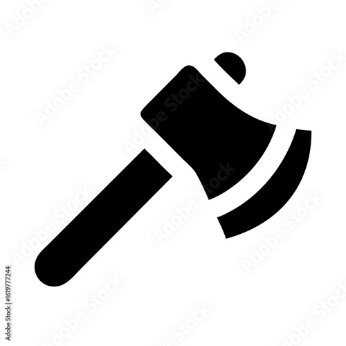 Axe Icon – Minimalist Black Silhouette Hatchet Vector Symbol Isolated on Transparent White background
