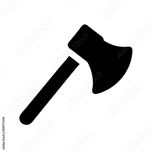 Axe Icon – Minimalist Black Silhouette Hatchet Vector Symbol Isolated on Transparent White background