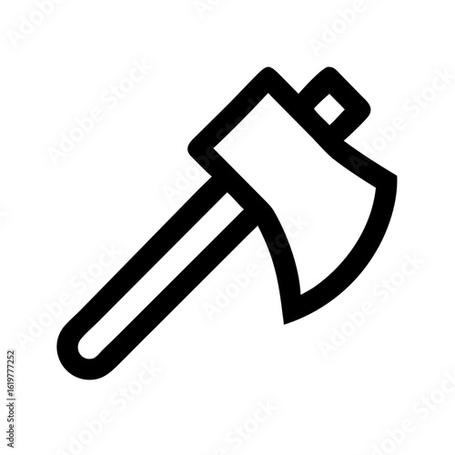 Axe Icon – Minimalist Black Outline Hatchet Vector Symbol Isolated on Transparent White background