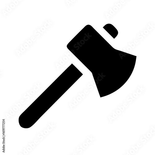 Axe Icon – Minimalist Black Silhouette Hatchet Vector Symbol Isolated on Transparent White background