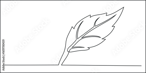 Leaf continuous one line drawing and minimalist style isolate outline vector icon