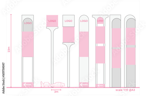 Architectural Drawings, pylon signage design outdoor for commercial building