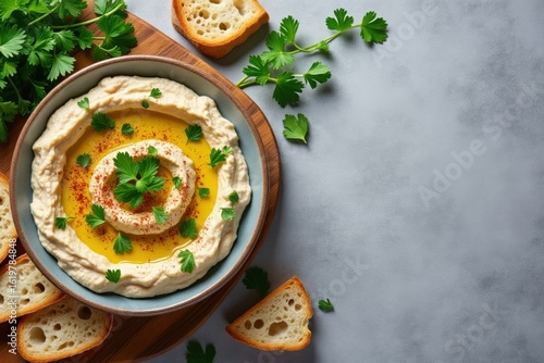 Wallpaper Mural Fresh Homemade Hummus with Olive Oil and Bread Torontodigital.ca