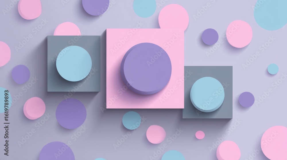 Obraz premium Minimalist Geometric Design on Blush Canvas with Soft Pastel Colors